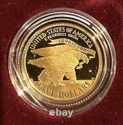 1995 Atlanta Olympic Torch Runner Commemorative $5 PROOF Gold Coin withOGP BOX COA