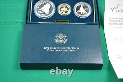 1995 Civil War Battlefield Commemorative 3 Coin Proof Set Gold, Silver & Clad