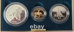 1995 Gold & Silver & Clad Civil War Battlefield 3 Coin Proof Set GOLD