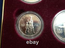 1995 Olympic 4 Coin Commemorative Proof Set $5 Gold 2 Silver Dollars E4764