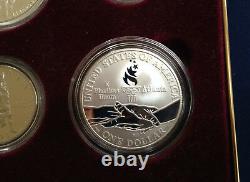 1995 Olympic 4 Coin Commemorative Proof Set $5 Gold 2 Silver Dollars E4764