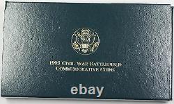 1995 US Mint Civil War Battlefield Commemorative 3 Coin Proof Set as Issued gold