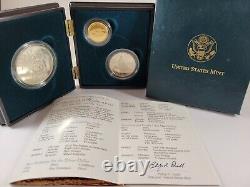 1995 US Mint Civil War Commemorative 3 Coin Set Half Dollar Silver $1 & $5 Gold