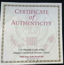 1995 US Olympic Coins Atlanta Centennial Games Set ($5 Gold, two $1, and 50C)