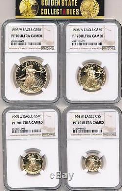 1995 W 10th Anniversary Gold Eagle 4 Coin Proof Set Perfect NGC PF70 X 4 + OGP