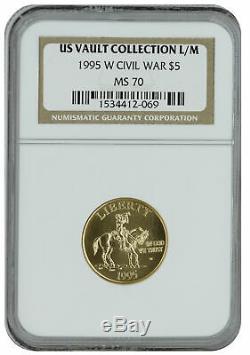 1995-W Civil War $5 Uncirculated Gold Commemorative MS70 NGC US Vault Collection
