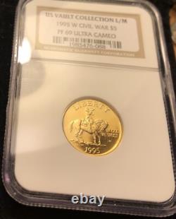 1995 W Gold $5 Civil War Comm. US Vault Collection Limited Mintage NGC PR69DCAM