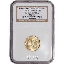 1995 W US Gold $5 Olympic Torch Runner Commemorative BU NGC MS70