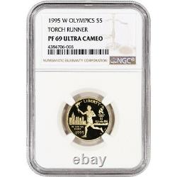 1995-W US Gold $5 Olympic Torch Runner Commemorative Proof NGC PF69