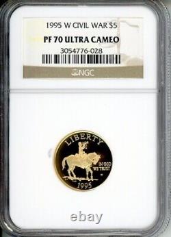 1995-w $5 Gold Commemorative Ngc Pr70 Pr-70 CIVIL War Proof Pf70 Beautiful
