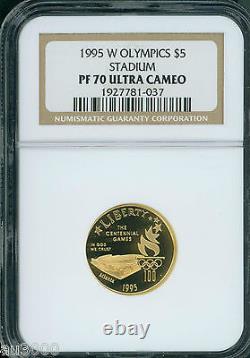 1995-w $5 Gold Commemorative Stadium Ngc Pr70 Pr-70 Proof Pf70 Ucam Ultra Cameo