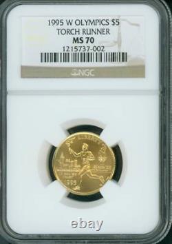 1995-w $5 Gold Olympics Torch Runner Ngc Ms70 Ms-70