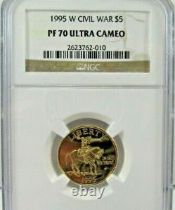 1995w Civil War $5.00 Gold Commemorative Rare NGC PF 70 Ultra Cameo #c493