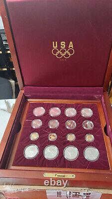 1996 OLYMPIC 32 COIN GOLD/SILVER PROOF AND UNCIRCULATED SET WithBOX AND CERT RARE