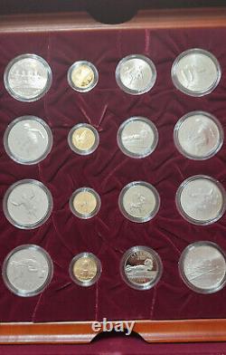 1996 OLYMPIC 32 COIN GOLD/SILVER PROOF AND UNCIRCULATED SET WithBOX AND CERT RARE