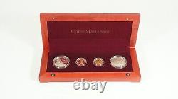 1996 Smithsonian 4-Cion Gold & Silver Commemorative Set Wood Presentation Case