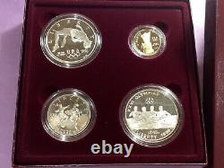 1996 US Olympic Coins of the Atlanta Games 4 Coin Proof Set withgold coin b42.b