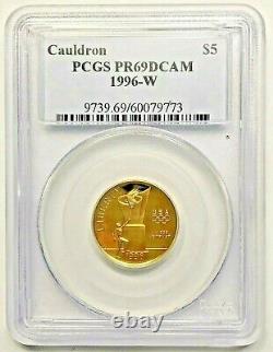 1996-W Olympics $5 Gold US Commemorative 1/4 oz Coin Cauldron PCGS PR69DCAM