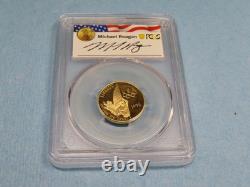1996 W Pcgs Pr69dcam U. S. Mint Flag Bearer $5 Gold Coin Michael Reagan Signed