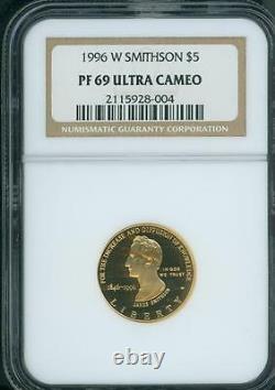 1996-w $5 Gold Commemorative Smithsonian Ngc Pr69 Pr-69 Cameo Proof Pf69