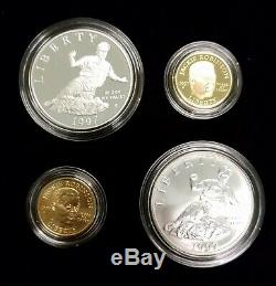1997 4 Coin Jackie Robinson Commemorative Gold & Silver Coin Set BU & Proof OGP