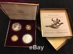 1997 Jackie Robinson 4 coin set $5 Gold $1 Silver Proof & Unc-US Mint box/papers