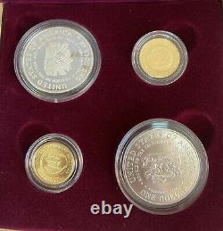1997 Jackie Robinson 50th Anniversary 4 Coin Silver & Gold Proof & Unc Set