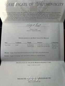 1997 Jackie Robinson 50th Anniversary Commemorative Legacy Set $5 Gold Coin