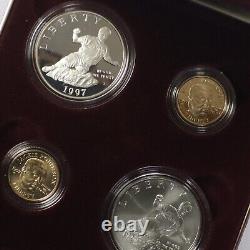 1997 Jackie Robinson Commemorative Gold and Silver 4 Coin Set with OGP