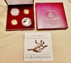 1997 Jackie Robinson US Mint Coins, 2 $5 Gold & 2 $1 Silver, Proof In Box with COA