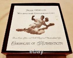 1997 Jackie Robinson US Mint Coins, 2 $5 Gold & 2 $1 Silver, Proof In Box with COA
