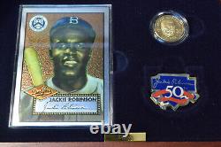 1997-W 50TH ANNIV. JACKIE ROBINSON $5 GOLD COMMEM. COIN WithCARD, PIN, & PATCH, COA