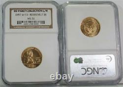 1997-W $5.2420 oz. Gold Franklin D. Roosevelt NGC MS 70 Vault Collection Label