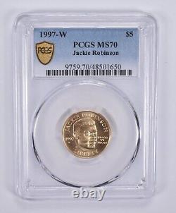 1997-W $5 Jackie Robinson Gold Commemorative MS70 PCGS 9155