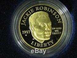 1997 W Jackie Robinson 2 Coin SILVER & GOLD Proof Set