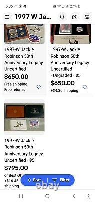 1997 W Jackie Robinson 50th Anniversary Legacy Set $5 Gold Coin+ Card+ Patch&Pin