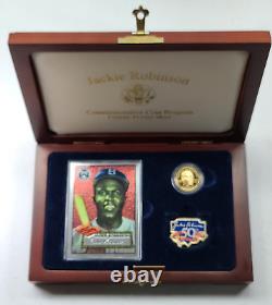 1997 W Jackie Robinson Legacy $5 Gold Commemorative Chrome Card Pin Patch
