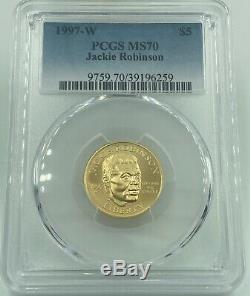 1997-W PCGS MS70 Jackie Robinson $5 Gold Flawless Looking Coin