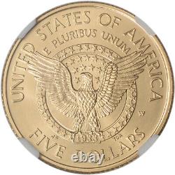 1997-W US Gold $5 Franklin Delano Roosevelt Commemorative BU NGC MS69