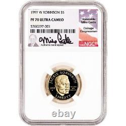 1997 W US Gold $5 Jackie Robinson Commemorative Proof NGC PF70 Castle Signed