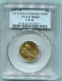 1997-w $5 Commemorative Gold Coin F. D. R. Fdr F. D. Roosevelt Pcgs Ms-69 Ms69