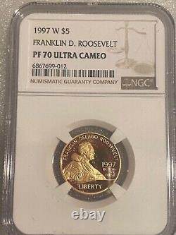 1997-w $5 Gold Commemorative F. D. R. Fdr Roosevelt Ngc Pr70 Scarce