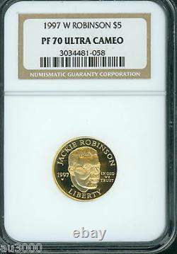 1997-w $5 Gold Commemorative Jackie Robinson Ngc Pr70 Pr-70 Proof Pf70 Cameo