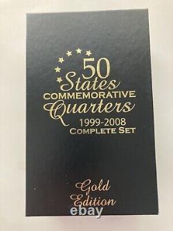 1999-2008 COMMEMORATIVE STATE QTRS, 24K GOLD-LAYERED, 10 indiv lenses 5 coins ea