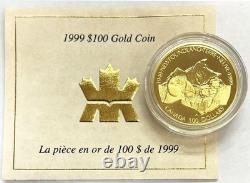 1999 Newfoundland Canada $100 Proof 1/4 Oz Gold Commemorative Coin