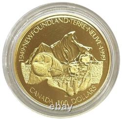 1999 Newfoundland Canada $100 Proof 1/4 Oz Gold Commemorative Coin