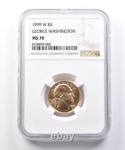 1999-W $5 George Washington Gold Commemorative MS70 NGC 3874