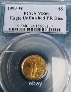 1999 W $5 Gold Eagle Pcgs Ms69 Mint Error Unfinished Proof Dies