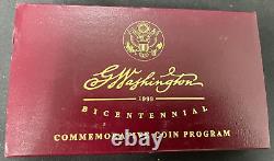 1999 W $5 Washington Bicentennial Proof and Uncirculated Gold 2 Coin Set OGP COA