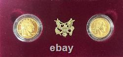 1999 W $5 Washington Bicentennial Proof and Uncirculated Gold 2 Coin Set OGP COA